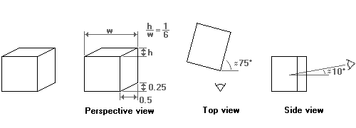 Cube in dimetric 1:2 projection